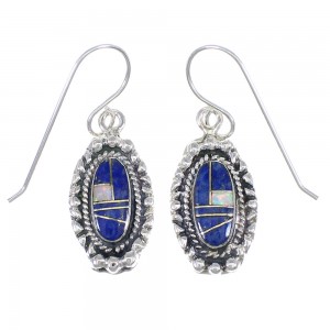 Genuine Sterling Silver Lapis And Opal Hook Dangle Earrings YX67590