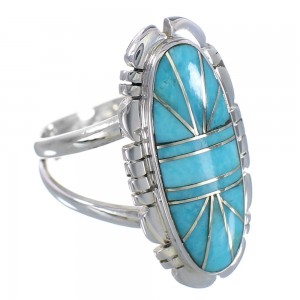 Turquoise Inlay Sterling Silver Jewelry Ring Size 5-3/4 RX94173