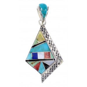 Multicolor Inlay Sterling Silver Pendant RX95645