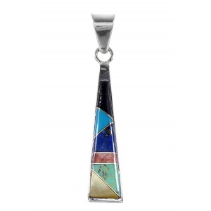 Southwest Multicolor Inlay Genuine Sterling Silver Pendant RX95675