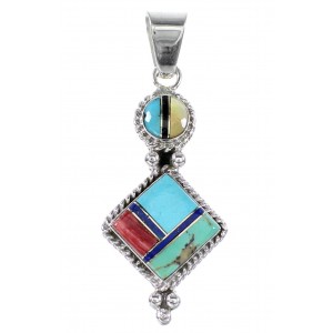 Sterling Silver Multicolor Southwest Jewelry Pendant RX95677