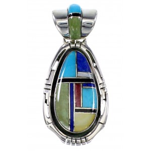 Multicolor Inlay Genuine Sterling Silver Pendant RX95687