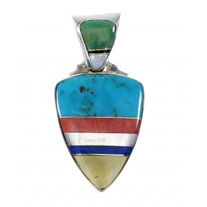 Multicolor Inlay Sterling Silver Southwest Pendant AX94485