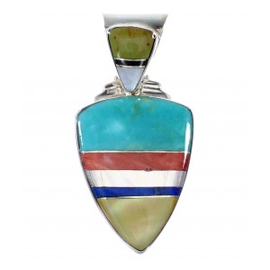 Multicolor Inlay Sterling Silver Southwestern Pendant AX94486