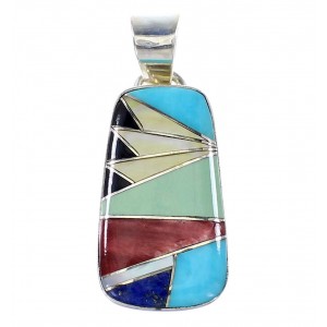 Sterling Silver Southwest Multicolor Inlay Pendant AX94494