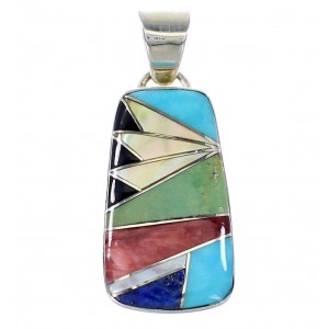 Silver Southwest Multicolor Inlay Pendant AX94495