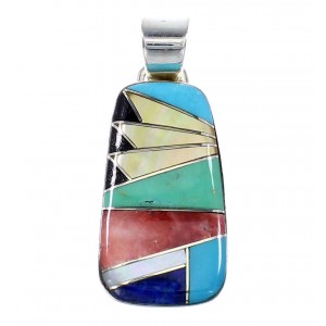 Silver Southwest Multicolor Inlay Jewelry Pendant AX94498