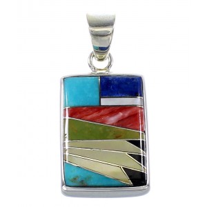 Multicolor Inlay Genuine Sterling Silver Pendant AX94514