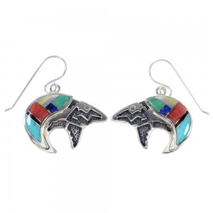 Multicolor And Silver Southwest Bear Arrow Hook Dangle Earrings YX94708