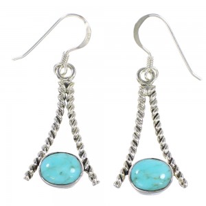 Silver Turquoise Southwest Hook Dangle Earrings YX94559