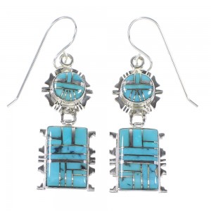 Sterling Silver Turquoise Hook Dangle Earrings AX94620