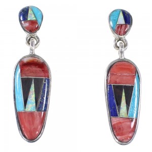 Genuine Sterling Silver Jewelry Multicolor Post Dangle Earrings AX94702