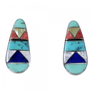 Sterling Silver Multicolor Southwest Jewelry Post Earrings RX94831