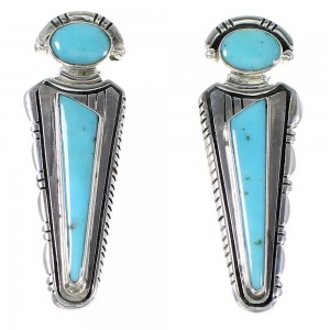 Genuine Sterling Silver Turquoise Southwestern Post Earrings RX95875