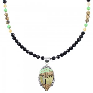 Native American Village Design Multicolor Silver Necklace Set AX94877