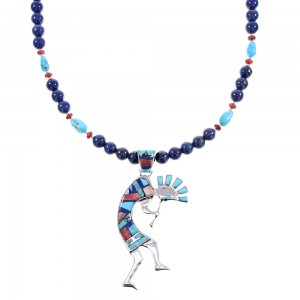 Multicolor Southwestern Sterling Silver Kokopelli Necklace Set AX94889