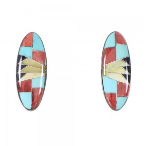 Multicolor Genuine Sterling Silver Post Earrings RX95109