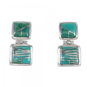 Turquoise Authentic Sterling Silver Post Dangle Earrings AX95669