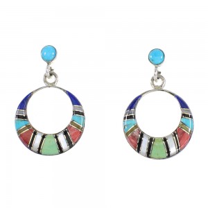 Southwest Authentic Sterling Silver Multicolor Post Dangle Earrings AX95386
