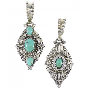 Turquoise And Authentic Sterling Silver Reversible Pendant RX95394