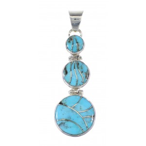 Turquoise Inlay Genuine Sterling Silver Pendant AX95251