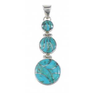 Turquoise Inlay Authenitc Sterling Silver Pendant AX95252