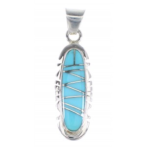 Turquoise Inlay Genuine Sterling Silver Southwestern Pendant AX95266