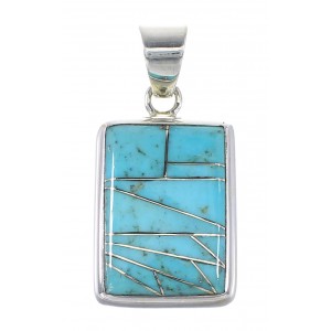 Southwest Sterling Silver Turquoise Inlay Pendant AX95279