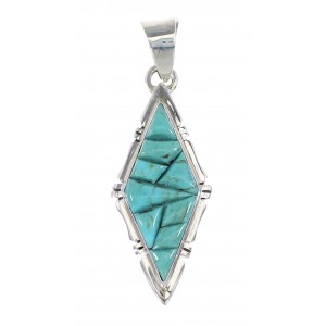 Turquoise Southwestern Jewelry Authentic Sterling Silver Pendant AX95327