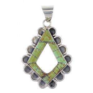 Turquoise Inlay Southwest Sterling Silver Pendant AX95492