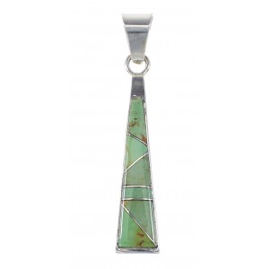 Turquoise Inlay Southwest Jewelry Genuine Sterling Silver Pendant AX95503