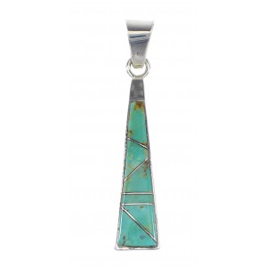 Turquoise Inlay Southwestern Jewelry Genuine Sterling Silver Pendant AX95504