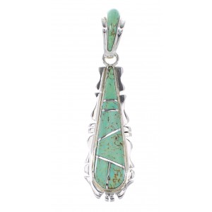 Genuine Sterling Silver Turquoise Inlay Pendant AX95513