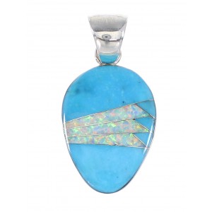 Genuine Sterling Silver Turquoise And Opal Pendant RX95495