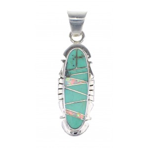 Sterling Silver Turquoise And Opal Southwest Pendant RX95509