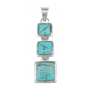 Silver Turquoise Inlay Southwestern Pendant AX96464