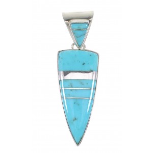 Genuine Sterling Silver Turquoise Inlay Pendant AX96467