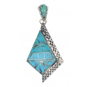Sterling Silver Southwest Turquoise Inlay Pendant AX96542