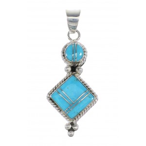 Sterling Silver Southwestern Turquoise Inlay Pendant AX96543