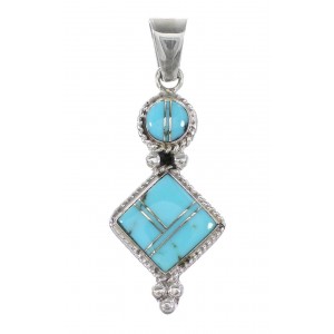 Turquoise Inlay Silver Jewelry Pendant AX96546