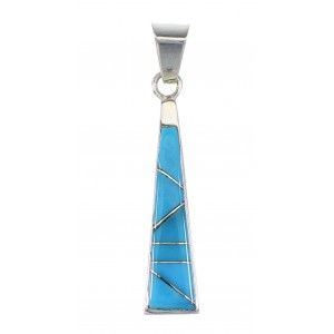 Turquoise Inlay Sterling Silver Southwest Pendant AX96562