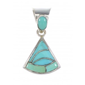 Silver Southwestern Turquoise Inlay Pendant AX96567