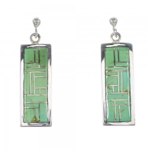 Turquoise Southwest Authentic Sterling Silver Post Dangle Earrings AX95973