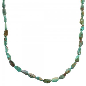 Kingman Turquoise Genuine Sterling Silver Southwest Bead Necklace AX96151