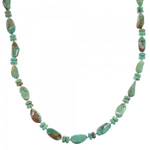 Authentic Sterling Silver Navajo Turquoise Bead Necklace AX96225