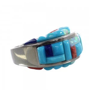 Multicolor Inlay Jewelry Sterling Silver Ring Size 6-1/4 AS23704