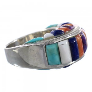 Turquoise And Multicolor Sterling Silver Ring Size 6-1/2 AS38430