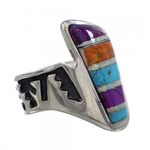 Multicolor Inlay Sterling Silver Jewelry Ring Size 6-1/4 AS37303