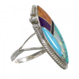 Multicolor Inlay Sterling Silver Jewelry Ring Size 6-1/4 AS33998