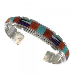 Multicolor Inlay And Silver Cuff Bracelet Jewelry BW70382